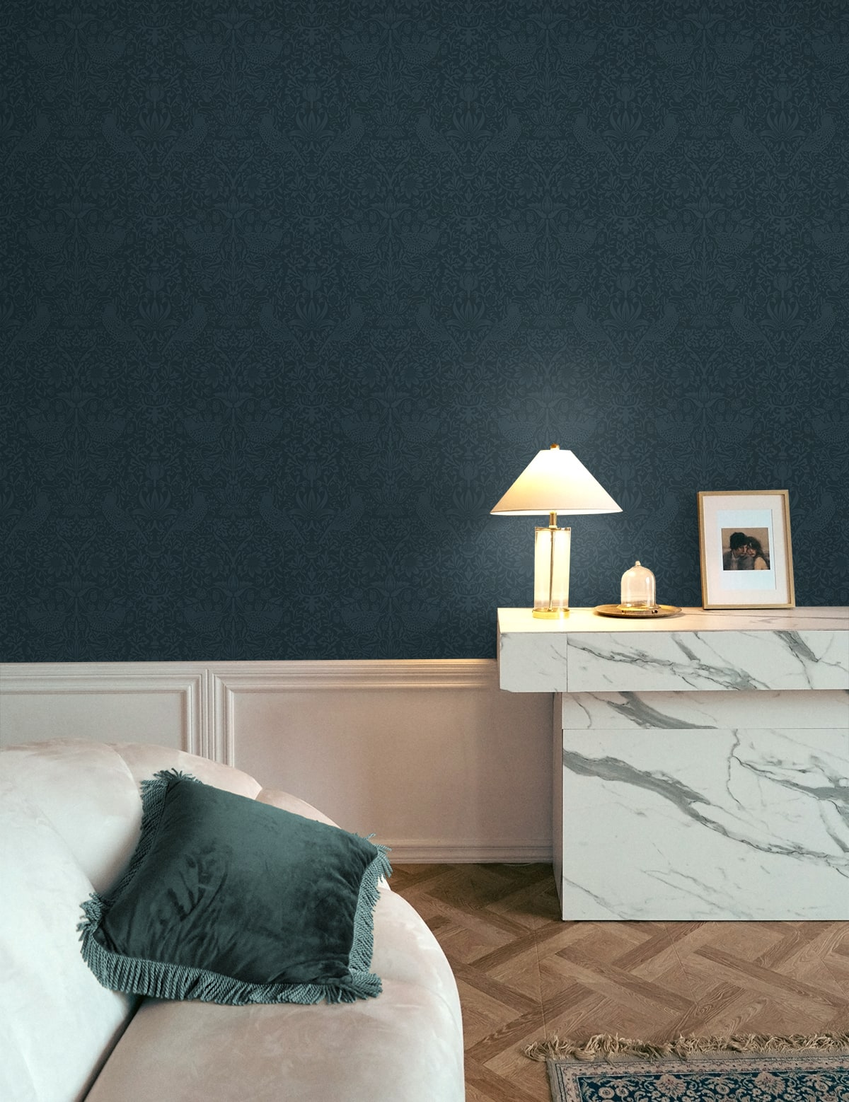 Etten Studios  Tonal Bird Garden Prepasted Botanical Vintage Blue   - EP10402