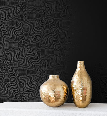 Etten Studios  Swirl Geometric Prepasted Geometric Contemporary Black   - EP10700