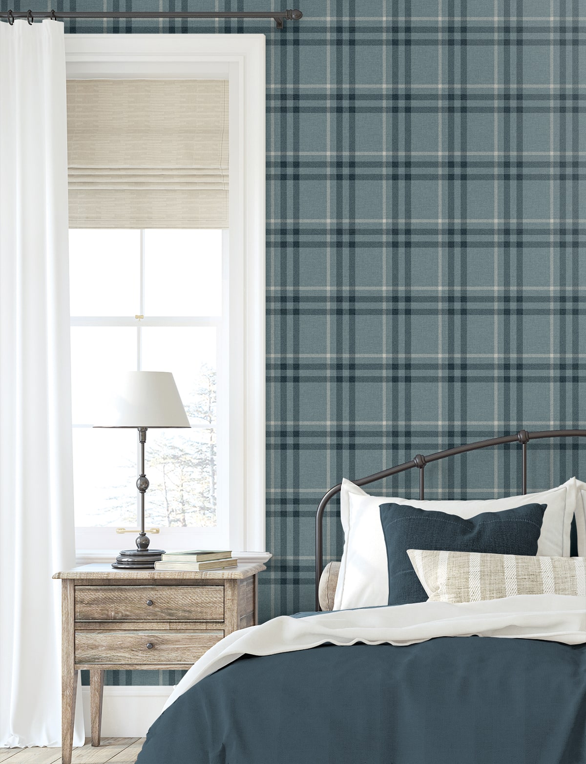 Etten Studios  Calverlay Plaid Prepasted Plaid Traditional Blue   - EP10802