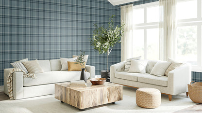 Etten Studios  Calverlay Plaid Prepasted Plaid Traditional Blue   - EP10802