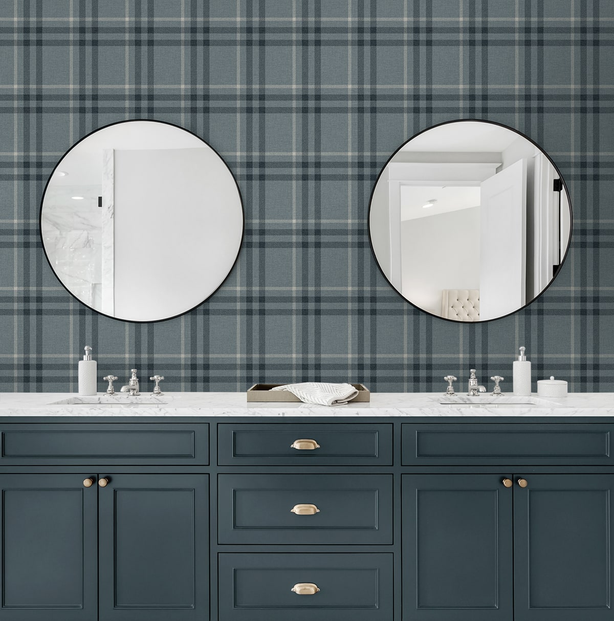 Etten Studios  Calverlay Plaid Prepasted Plaid Traditional Blue   - EP10802