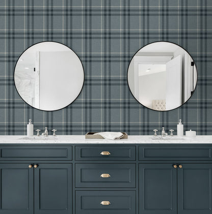 Etten Studios  Calverlay Plaid Prepasted Plaid Traditional Blue   - EP10802