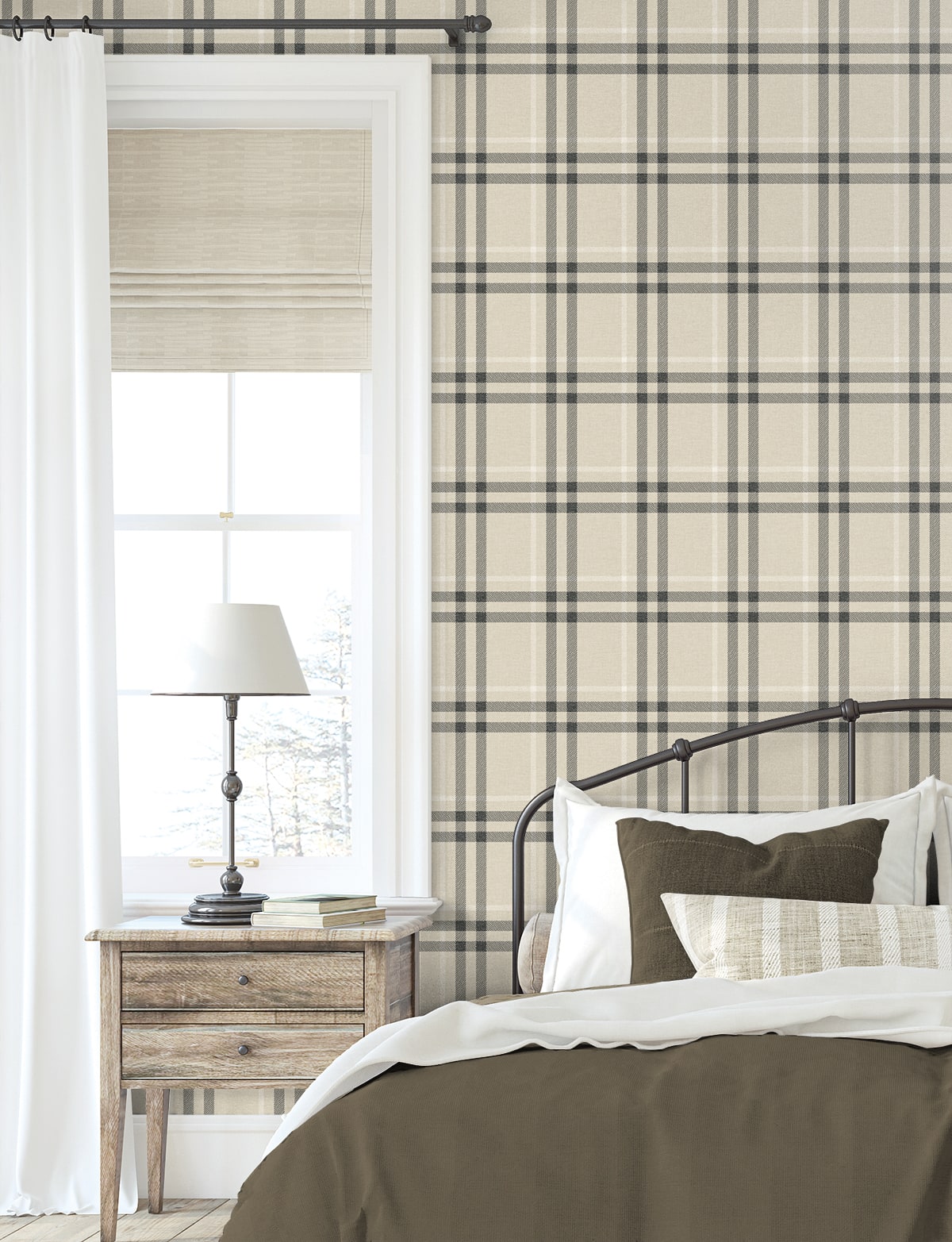 Etten Studios  Calverlay Plaid Prepasted Plaid Traditional Beige   - EP10805