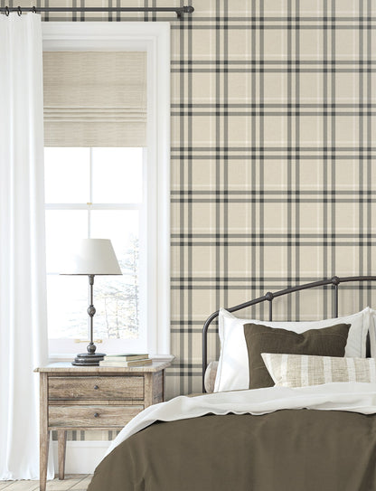 Etten Studios  Calverlay Plaid Prepasted Plaid Traditional Beige   - EP10805