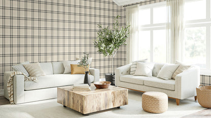 Etten Studios  Calverlay Plaid Prepasted Plaid Traditional Beige   - EP10805