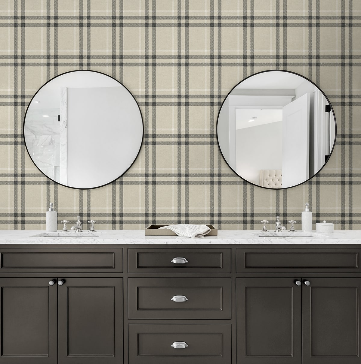 Etten Studios  Calverlay Plaid Prepasted Plaid Traditional Beige   - EP10805