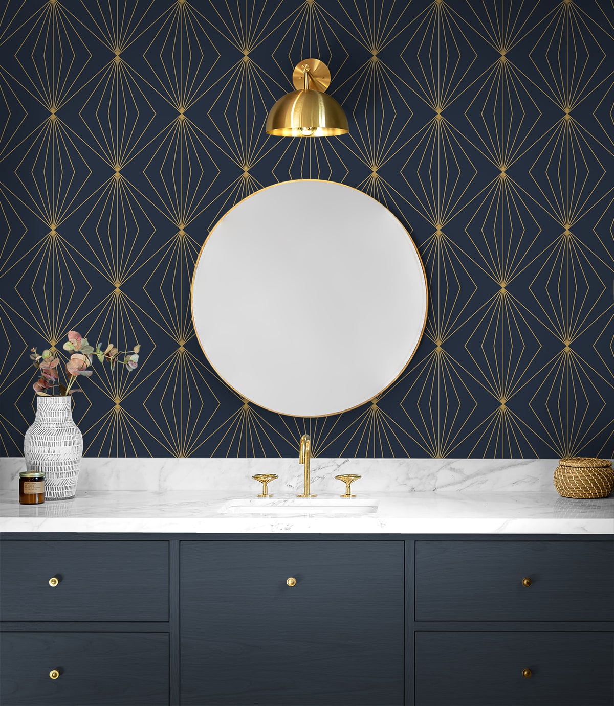 Etten Studios  Gem Geometric Prepasted Geometric Contemporary Blue   - EP10902