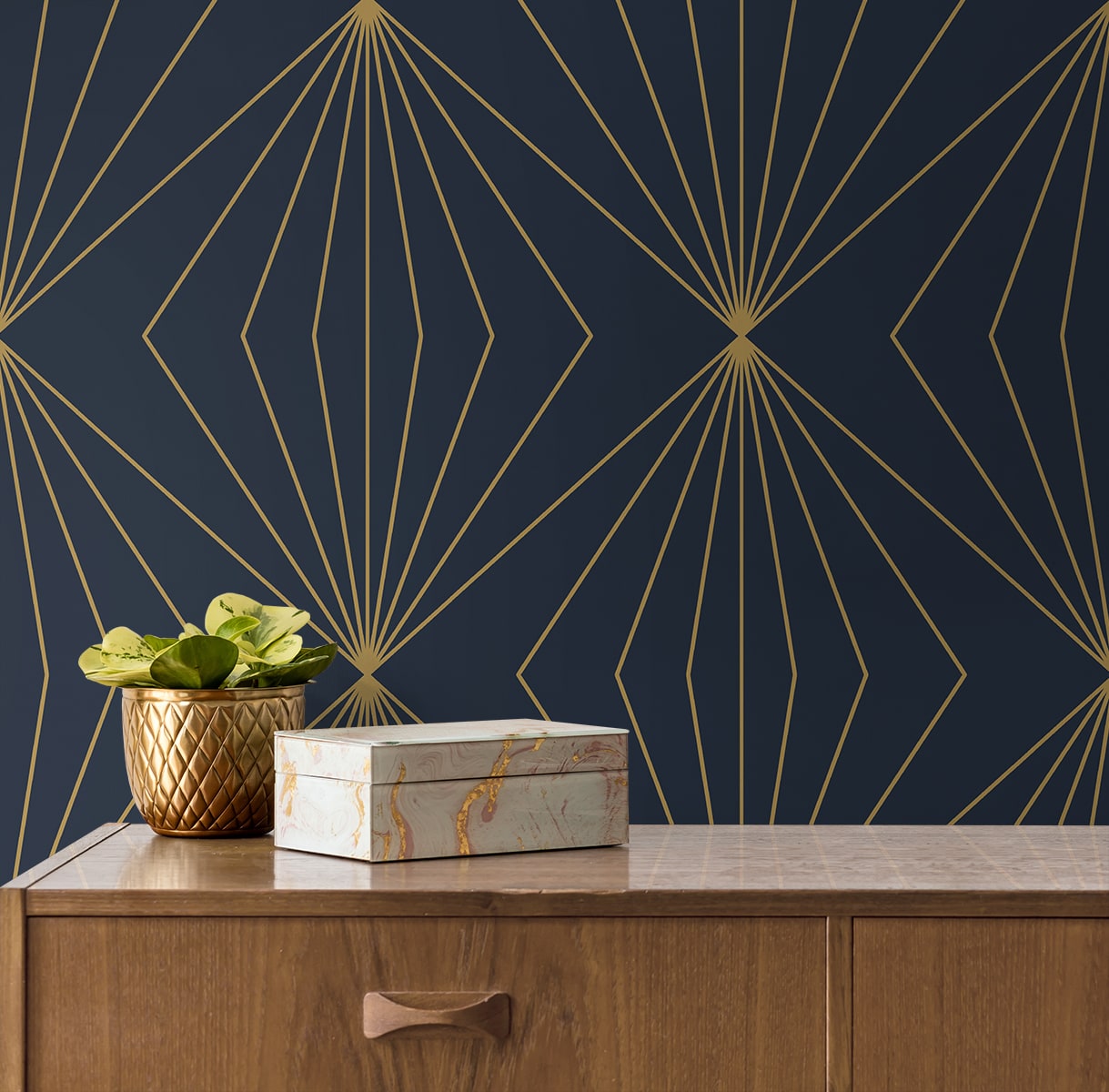 Etten Studios  Gem Geometric Prepasted Geometric Contemporary Blue   - EP10902