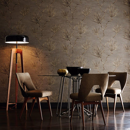 HARLEQUIN Peninsula Palm Wallpaper Contemporary, Floral Truffle  Gravure Wide Width Vinyl - EREE110817