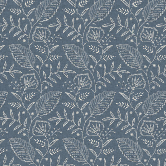 STOUT TEXTILES  MULTIPURPOSE,EMBROIDERIES TRANSITIONAL,, FLORAL DRESDEN,SLATE   - ESTO-1