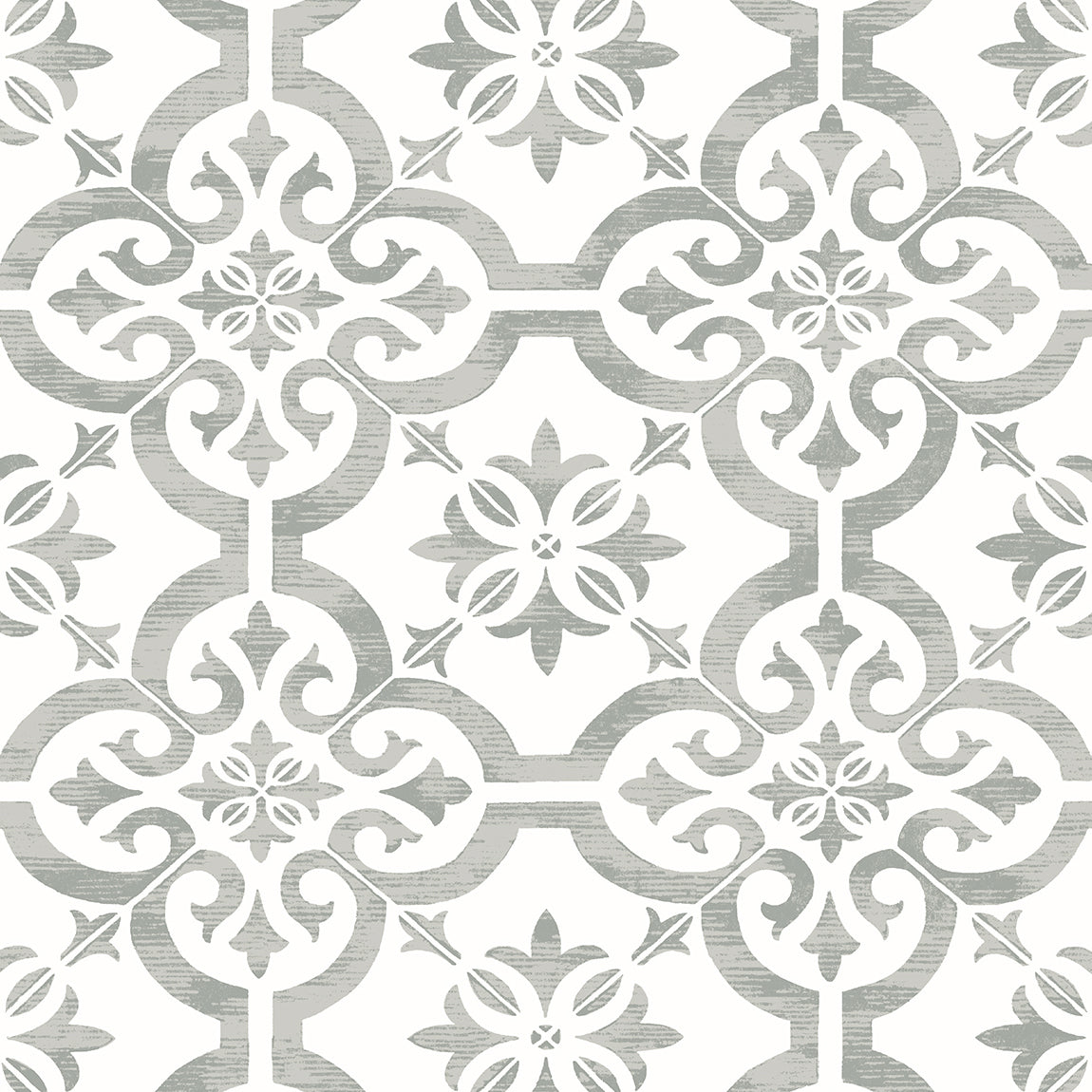 Etten Studios Etten Studios Online Encaustic Faux Tile Tile Traditional Grey Matte Sidewall - ET10010