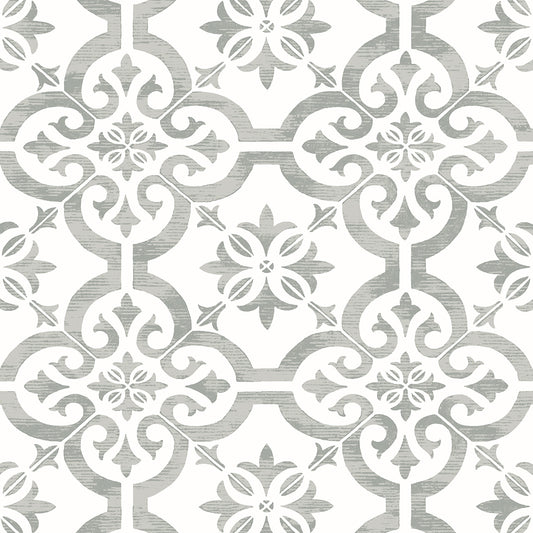 Etten Studios Etten Studios Online Encaustic Faux Tile Tile Traditional Grey Matte Sidewall - ET10010