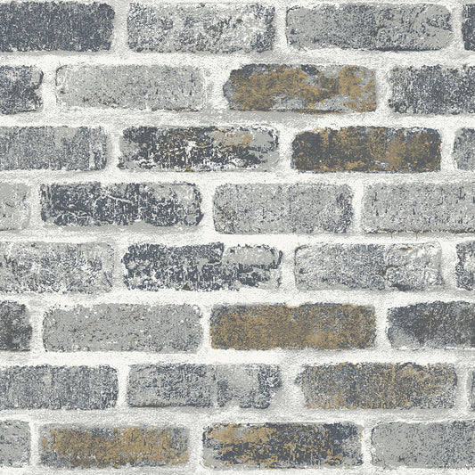 Etten Studios Etten Studios Online Vintage Faux Brick Brick Industrial Grey Matte Sidewall - ET10105