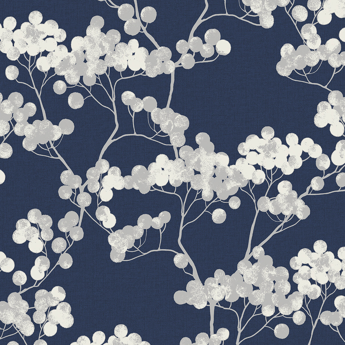 Etten Studios Etten Studios Online Bayberry Blossom Floral Contemporary Blue Matte Sidewall - ET10502