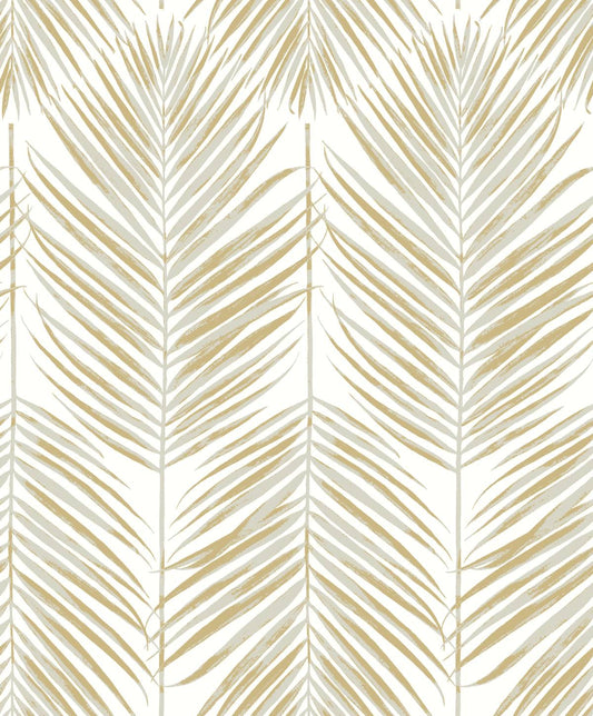 Etten Studios Etten Studios Online Marina Palm Botanical Coastal Gold Metallic Sidewall - ET10710