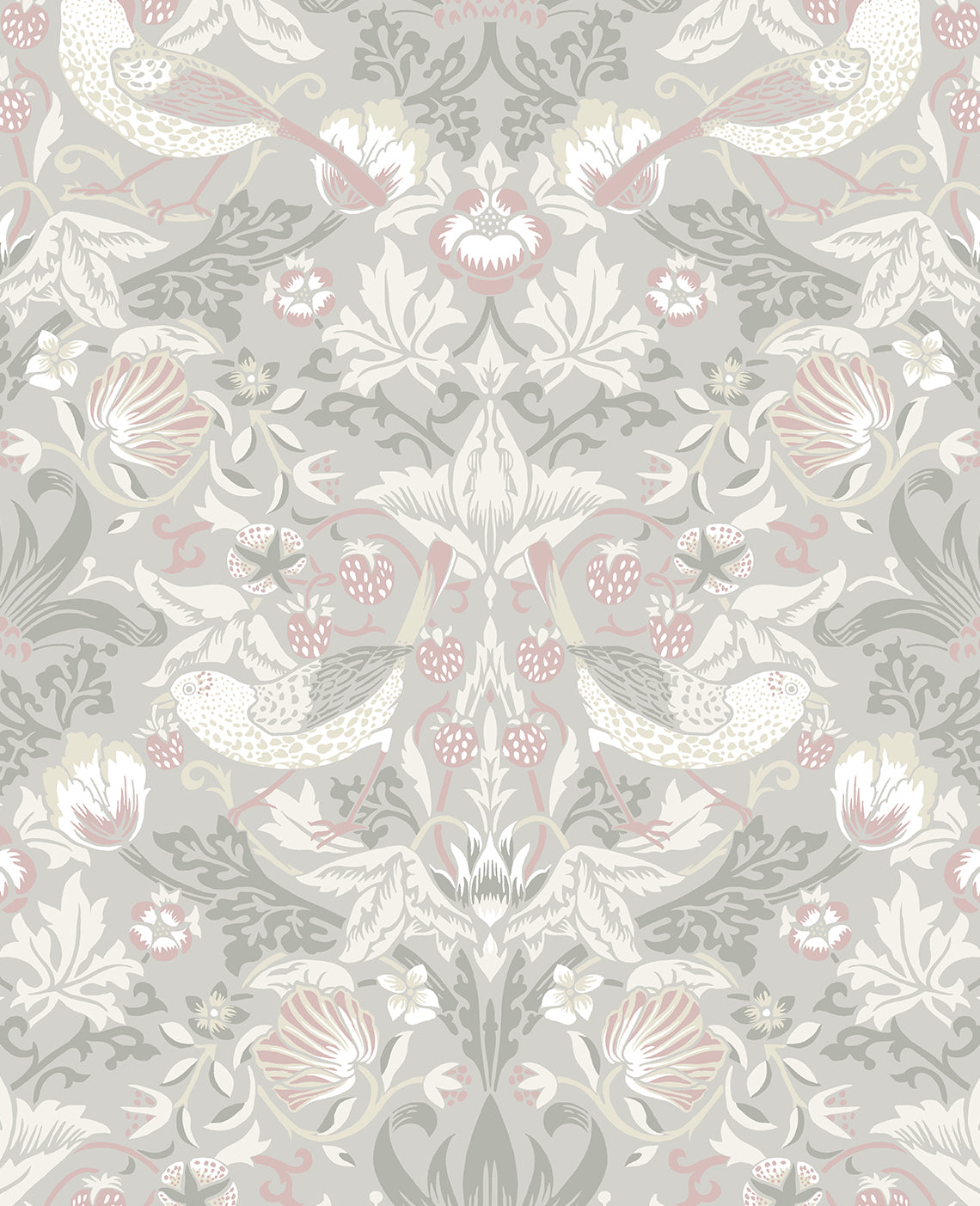 Etten Studios Legacy Prints Fragaria Garden Animal Print Vintage Grey Matte Sidewall - ET11208