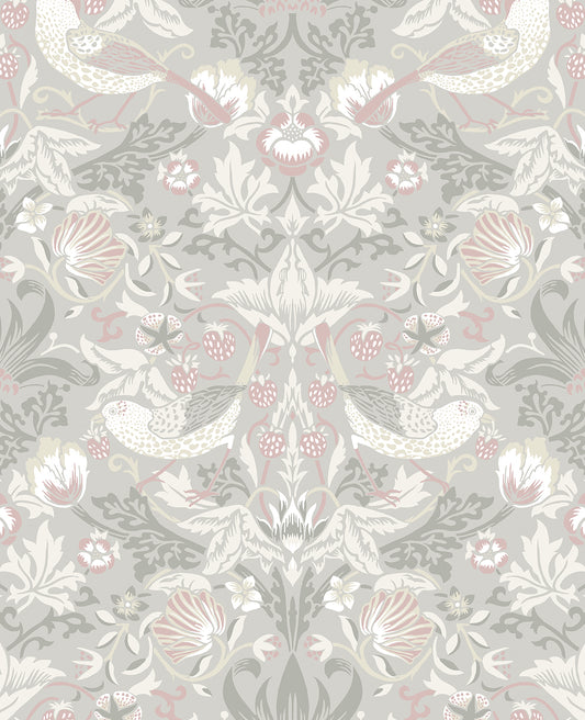 Etten Studios Legacy Prints Fragaria Garden Animal Print Vintage Grey Matte Sidewall - ET11208