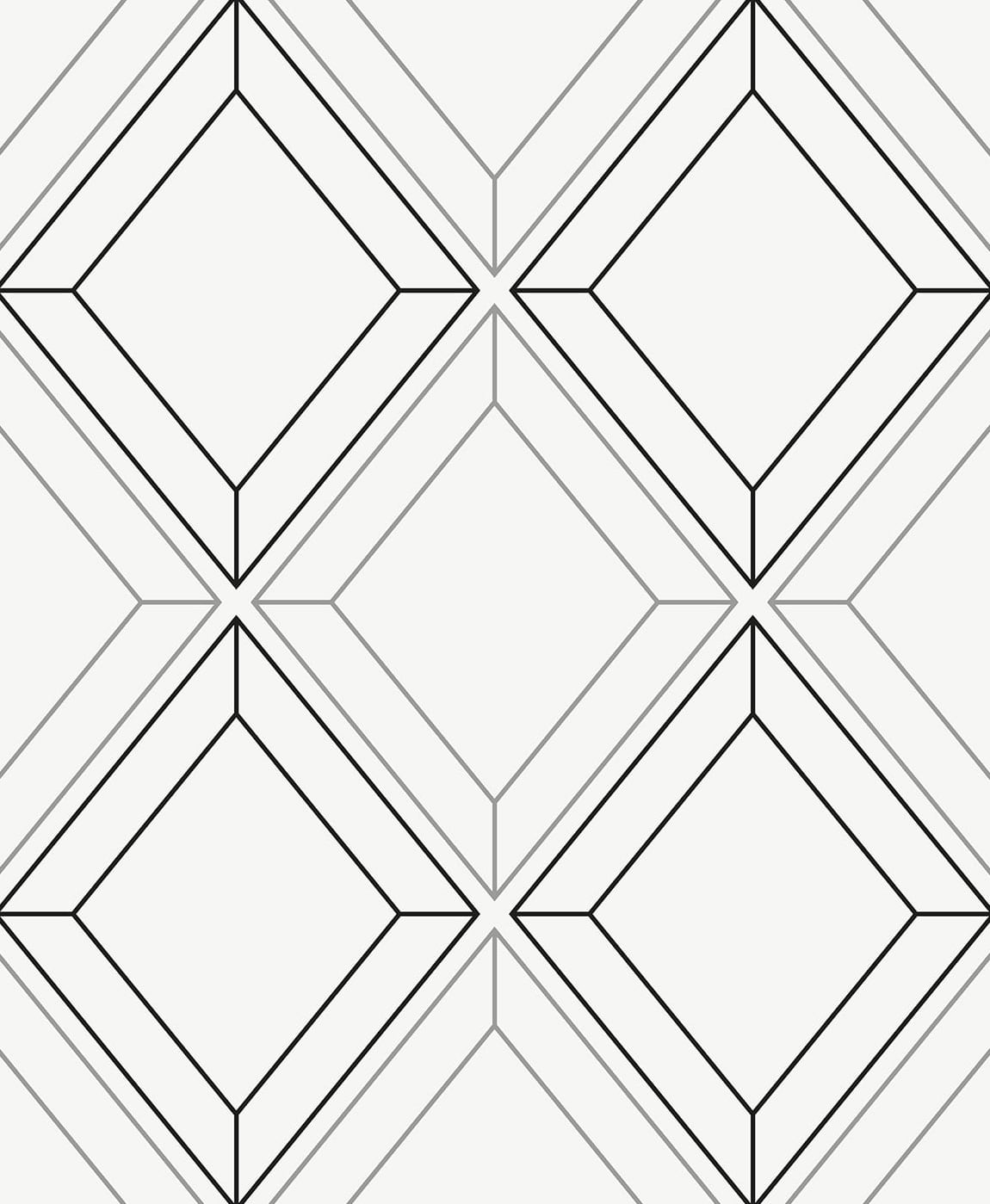 Etten Studios Etten Studios Online Linework Gem Geometric Contemporary Silver Metallic Sidewall - ET11600