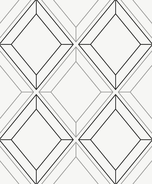 Etten Studios Etten Studios Online Linework Gem Geometric Contemporary Silver Metallic Sidewall - ET11600