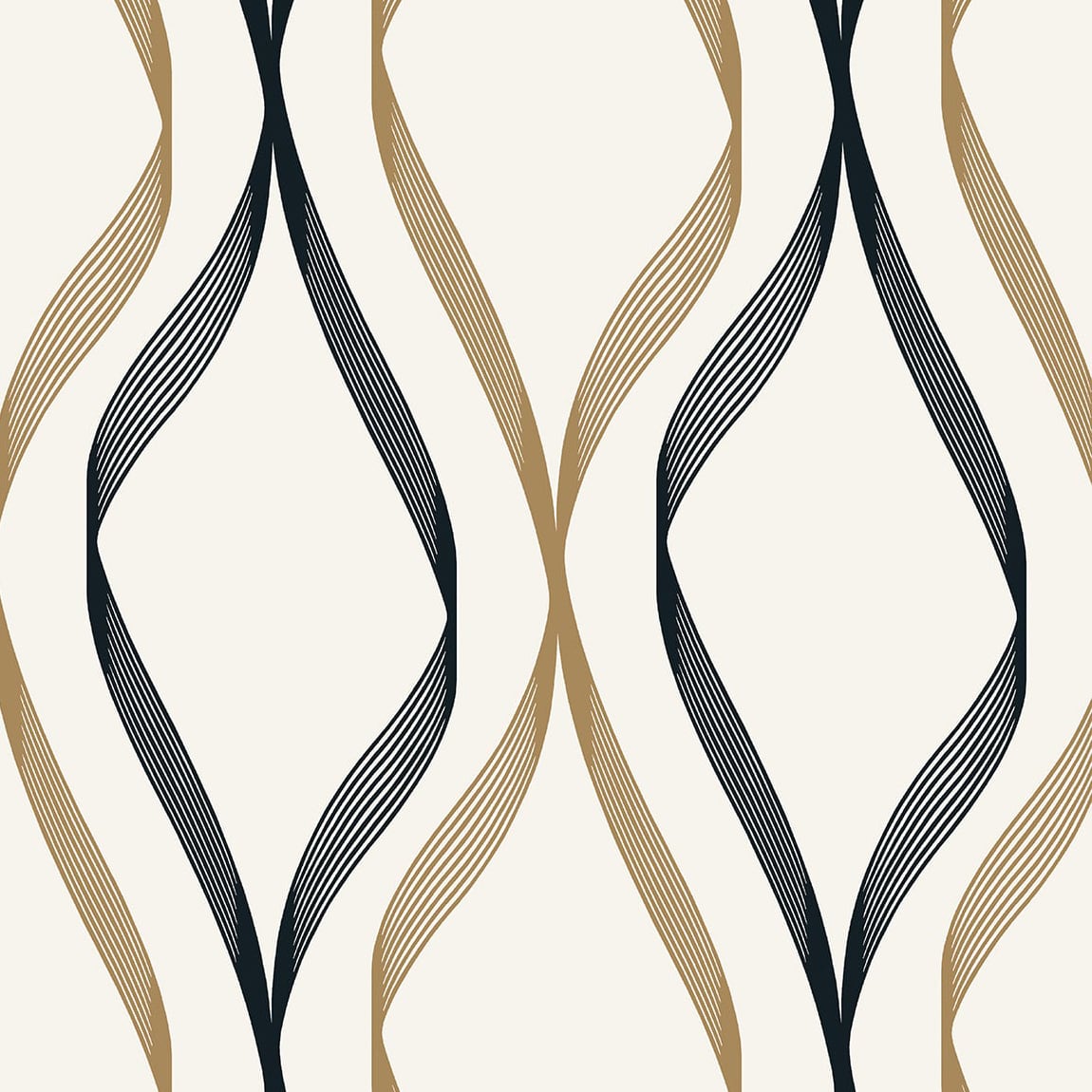 Etten Studios Etten Studios Online Wave Ogee Geometric Contemporary Gold Metallic Sidewall - ET11806