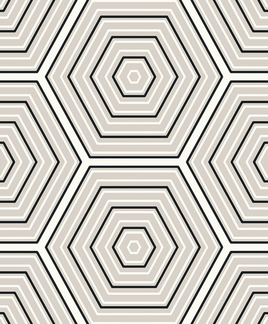 Etten Studios Etten Studios Online Hex Topography Geometric Contemporary Grey Matte Sidewall - ET11900