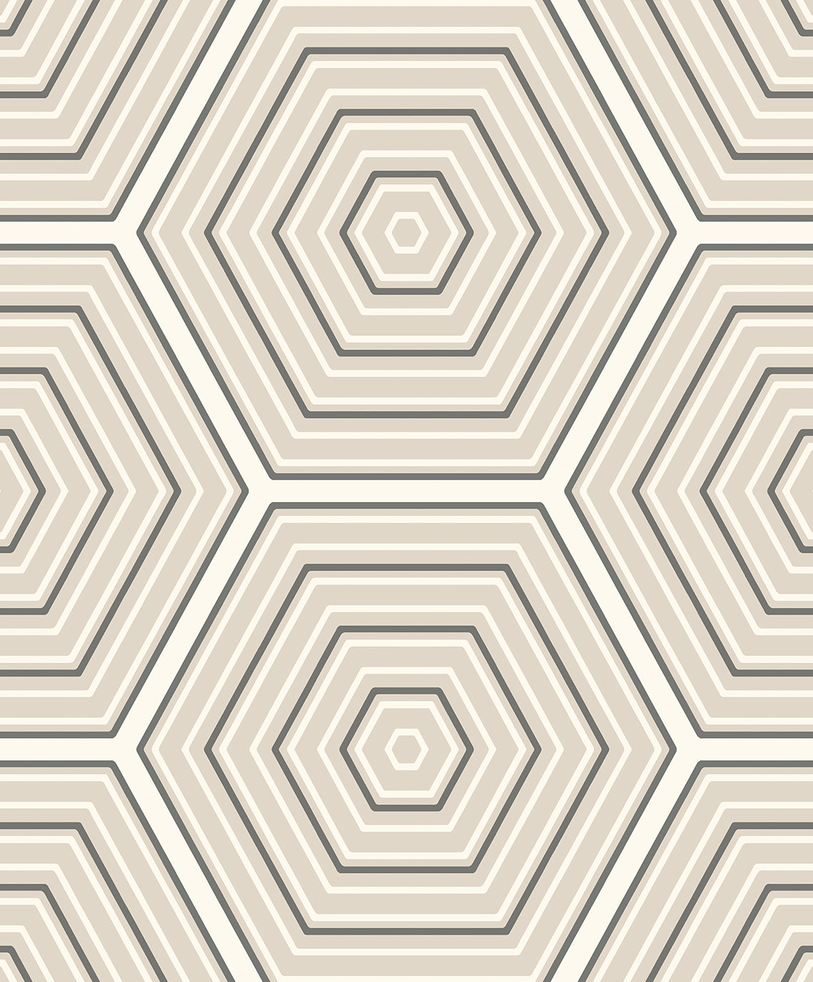 Etten Studios Etten Studios Online Hex Topography Geometric Contemporary Beige Matte Sidewall - ET11905