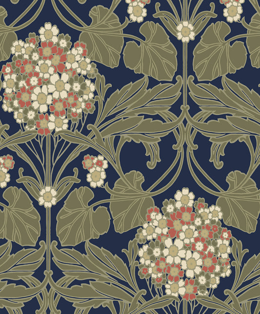 Etten Studios Legacy Prints Floral Hydrangea Floral Vintage Blue Matte Sidewall - ET12102