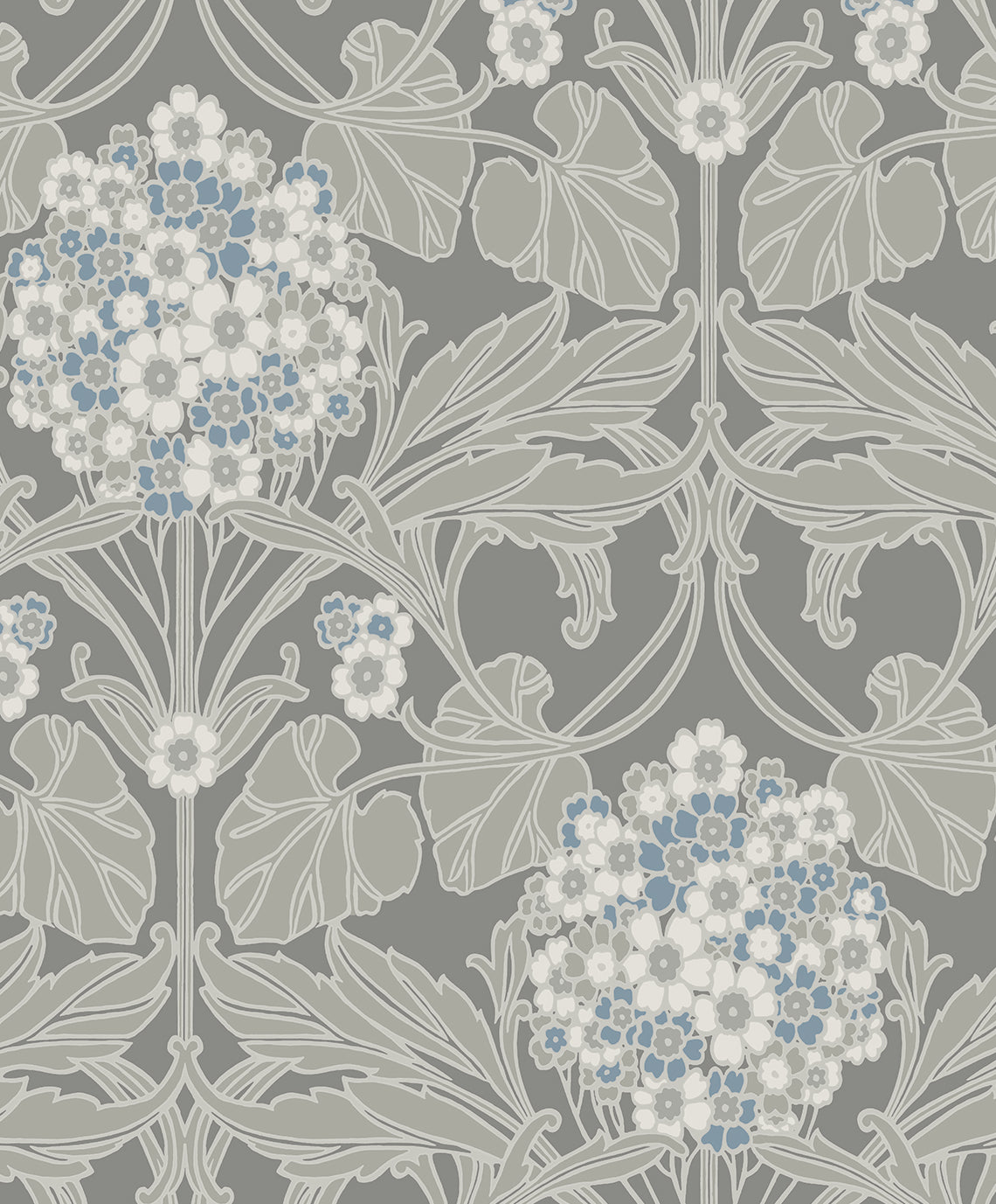 Etten Studios Legacy Prints Floral Hydrangea Floral Vintage Grey Matte Sidewall - ET12105