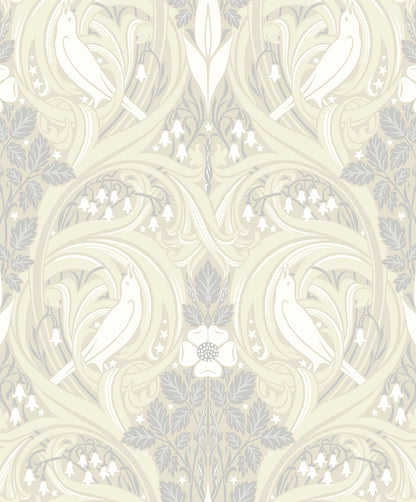 Etten Studios Legacy Prints Bird Scroll Botanical Vintage Beige Matte  - ET12205