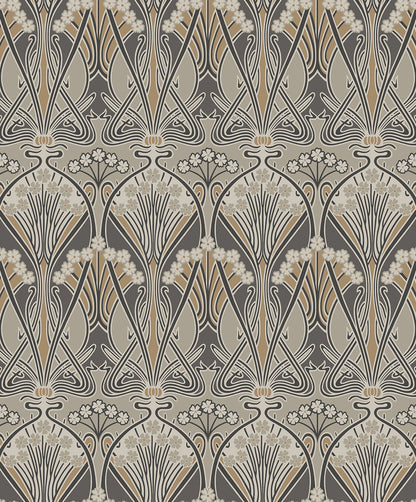 Etten Studios Legacy Prints Dragonfly Damask Damask Vintage Grey Metallic  - ET12406