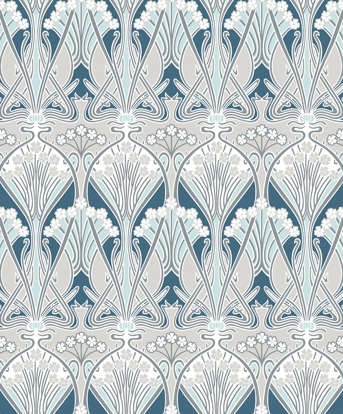 Etten Studios Legacy Prints Dragonfly Damask Damask Vintage Blue Matte Sidewall - ET12414