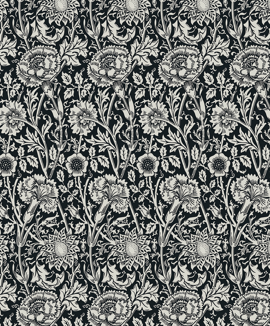 Etten Studios Legacy Prints Tonal Floral Trail Floral Vintage Black Matte Sidewall - ET12500