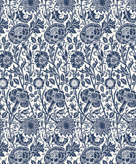 Etten Studios Legacy Prints Tonal Floral Trail Floral Vintage Blue Matte Sidewall - ET12502