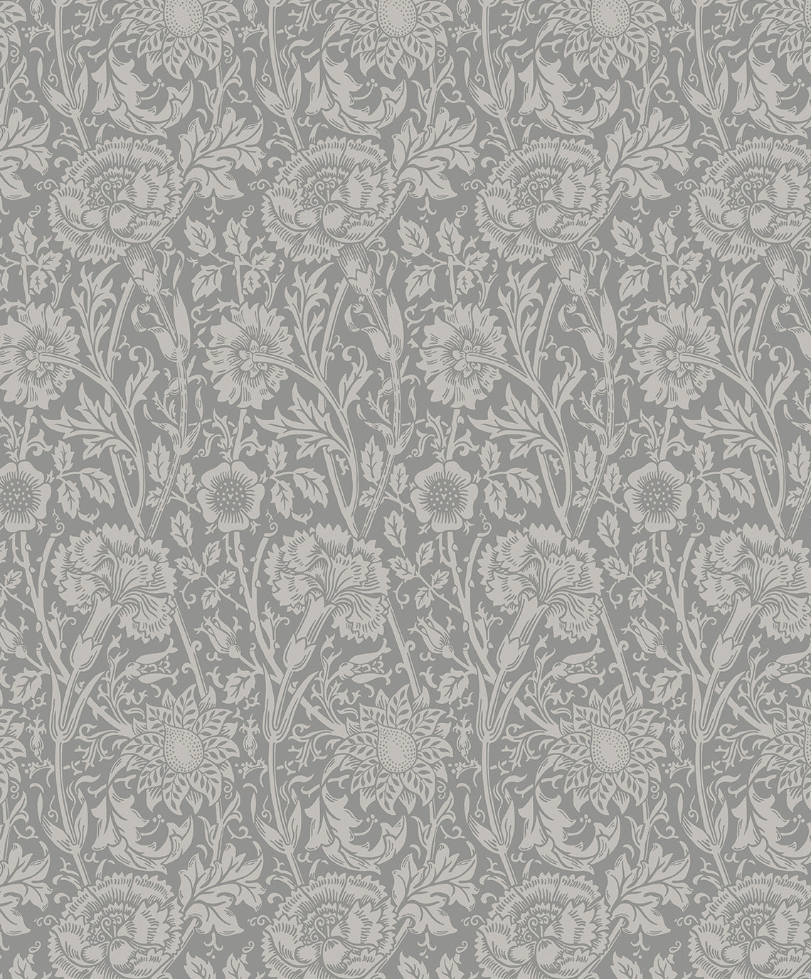 Etten Studios Legacy Prints Tonal Floral Trail Floral Vintage Grey Matte Sidewall - ET12507