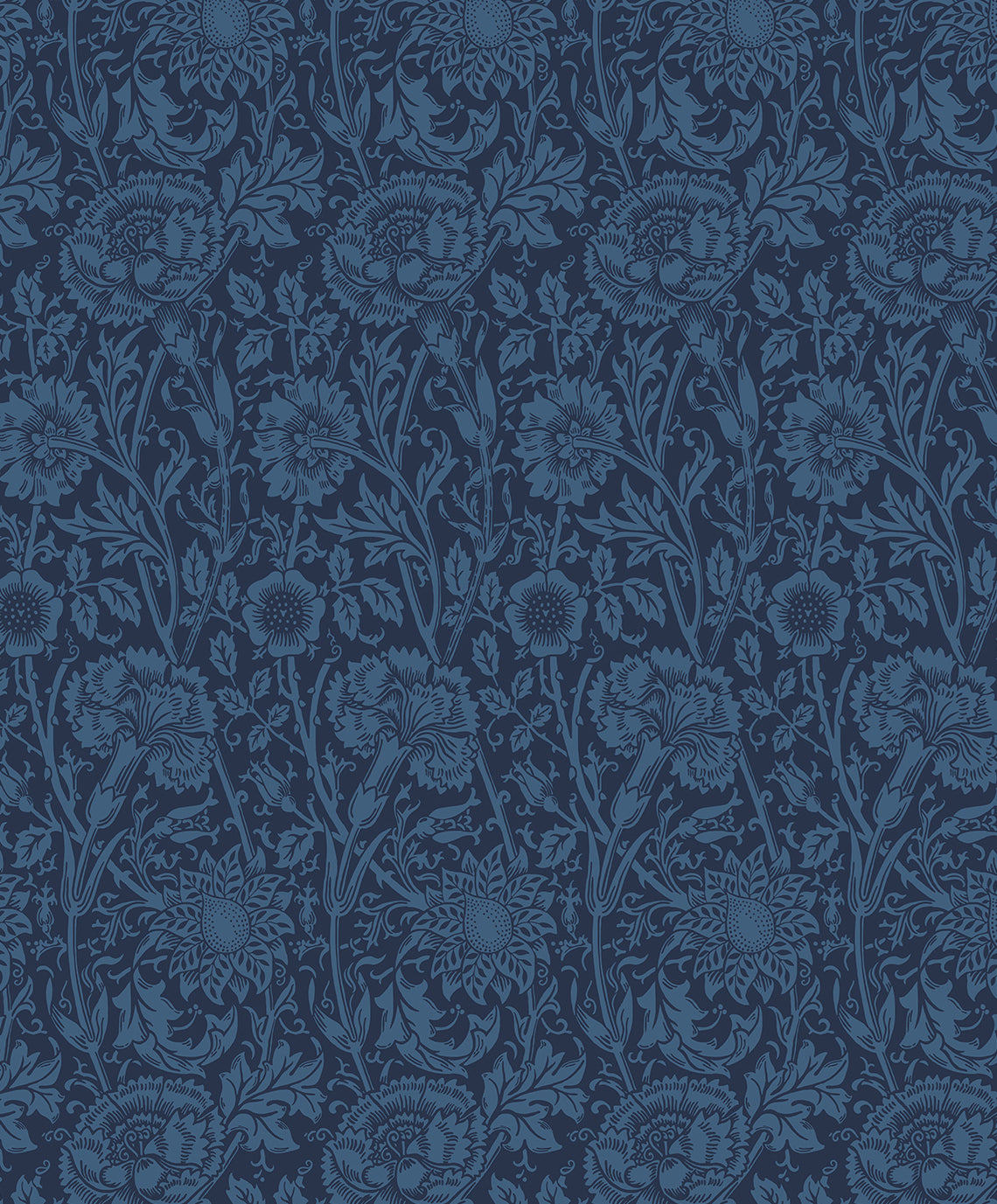 Etten Studios Legacy Prints Tonal Floral Trail Floral Vintage Blue Matte Sidewall - ET12512