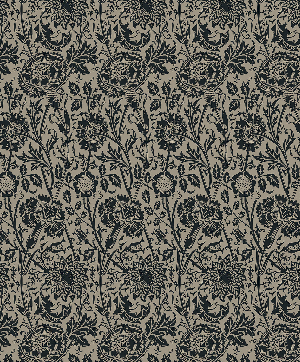 Etten Studios Legacy Prints Tonal Floral Trail Floral Vintage Black Matte Sidewall - ET12518