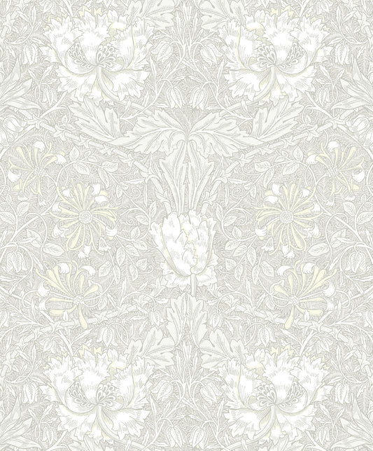 Etten Studios Legacy Prints Ogee Flora Floral Vintage Beige Matte Sidewall - ET12605