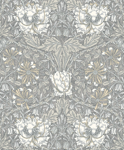 Etten Studios Legacy Prints Ogee Flora Floral Vintage Grey Matte  - ET12607