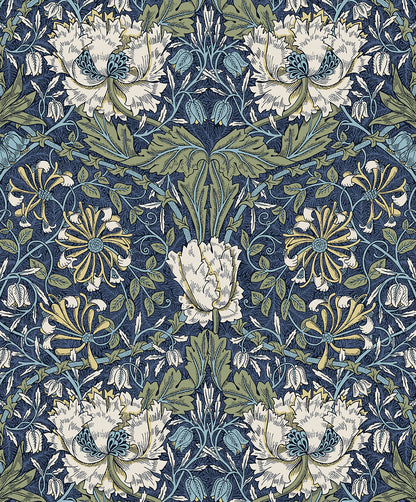 Etten Studios Legacy Prints Ogee Flora Floral Vintage Blue Matte  - ET12612