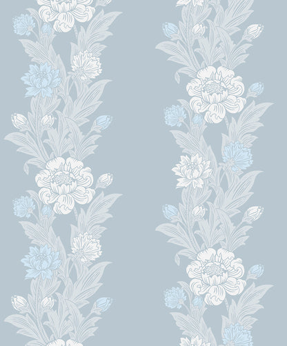 Etten Studios Legacy Prints Blooming Stripe Floral Vintage Blue Matte  - ET12702