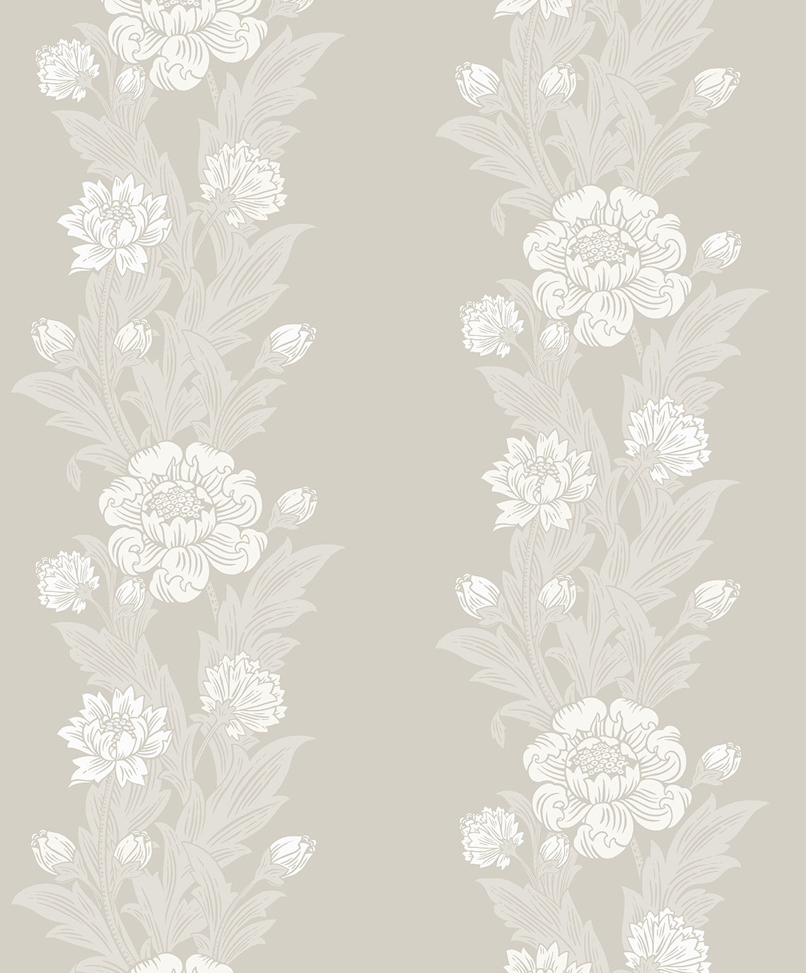 Etten Studios Legacy Prints Blooming Stripe Floral Vintage Grey Matte Sidewall - ET12708