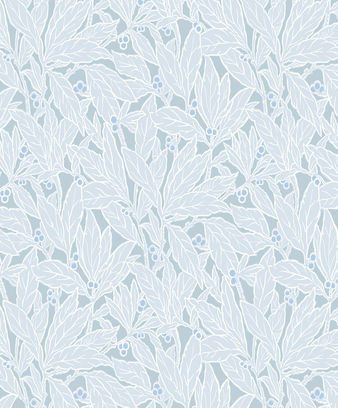 Etten Studios Legacy Prints Leaf and Berry Botanical Vintage Blue Matte Sidewall - ET12802