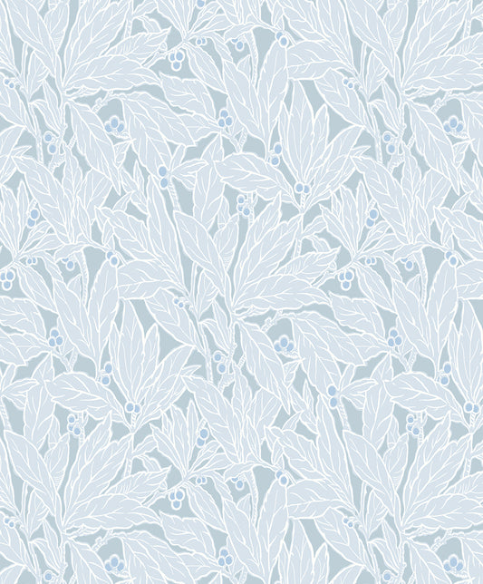 Etten Studios Legacy Prints Leaf and Berry Botanical Vintage Blue Matte Sidewall - ET12802