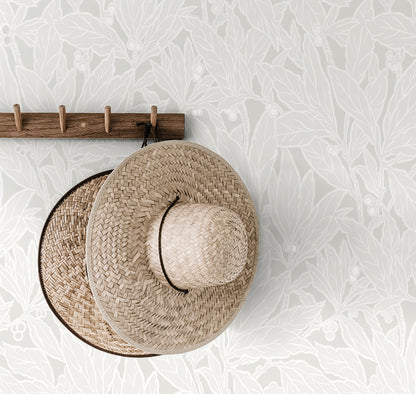 Etten Studios Legacy Prints Leaf and Berry Botanical Vintage Off White Metallic  - ET12805