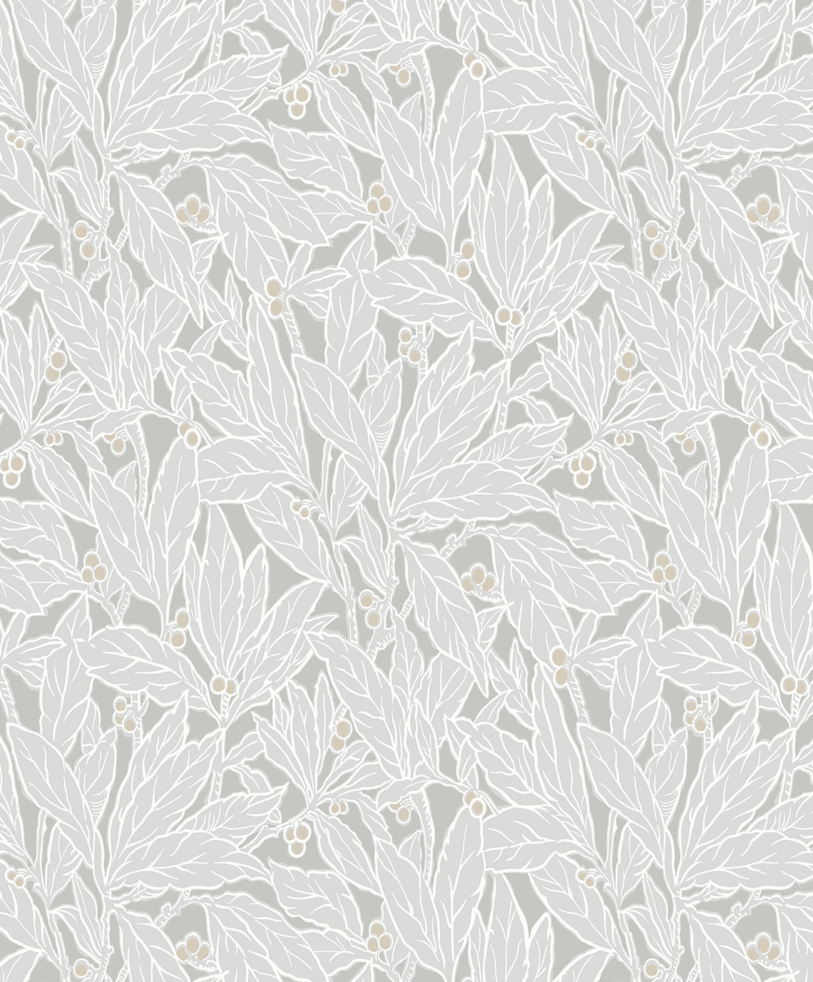 Etten Studios Legacy Prints Leaf and Berry Botanical Vintage Grey Matte Sidewall - ET12808