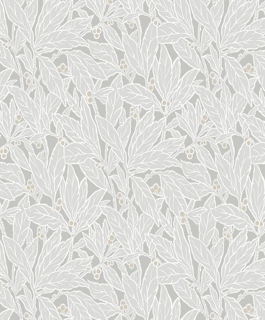 Etten Studios Legacy Prints Leaf and Berry Botanical Vintage Grey Matte Sidewall - ET12808