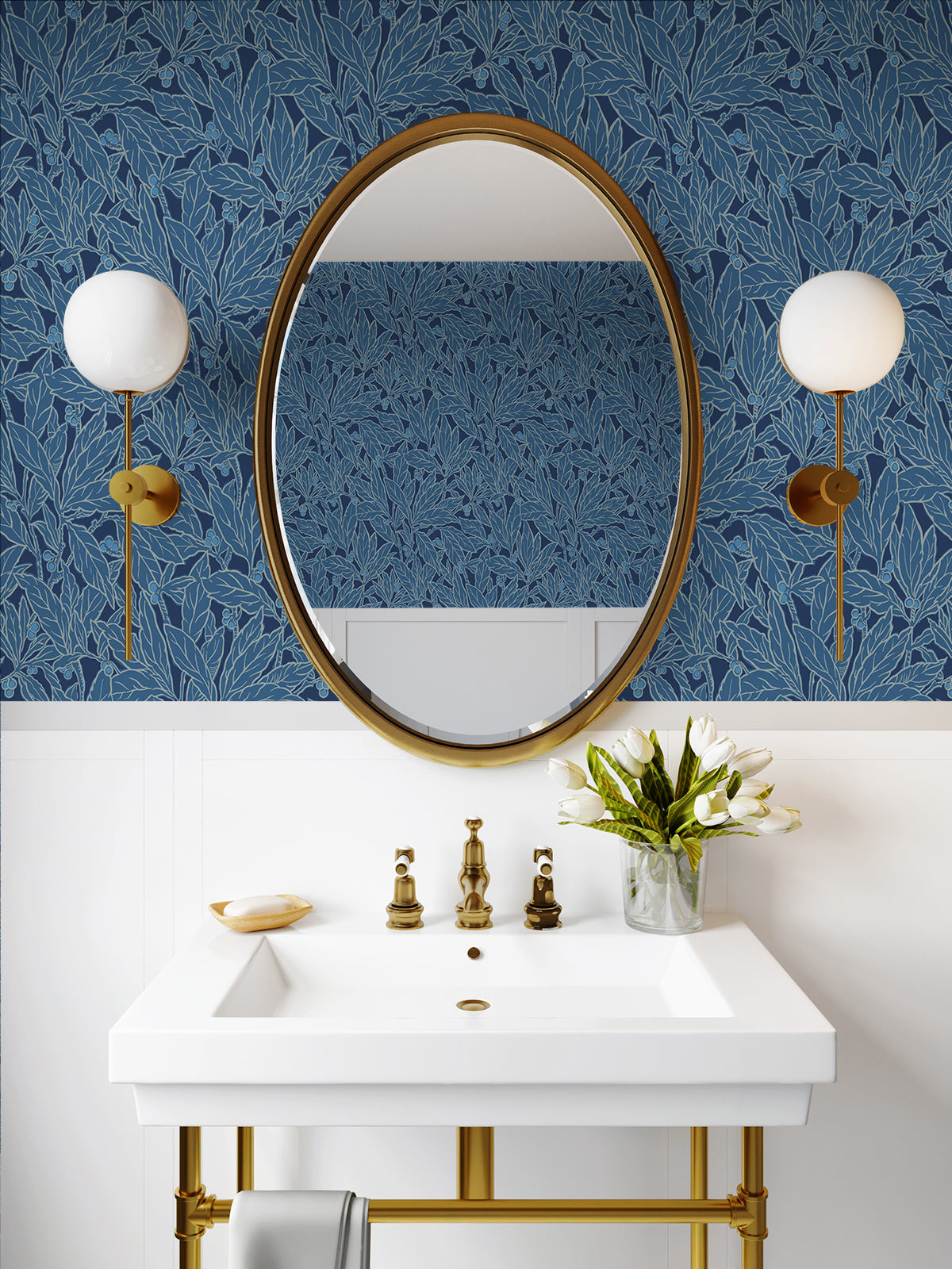 Etten Studios Legacy Prints Leaf and Berry Botanical Vintage Blue Matte  - ET12812