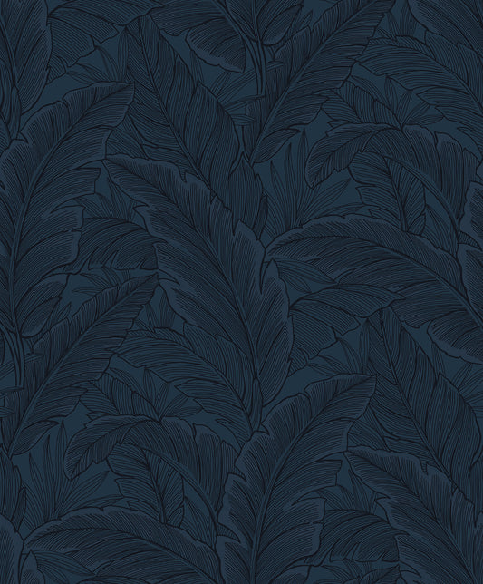 Etten Studios Etten Studios Online Gulf Tropical Leaves Palm Leaves Tropical Blue Matte Sidewall - ET13002