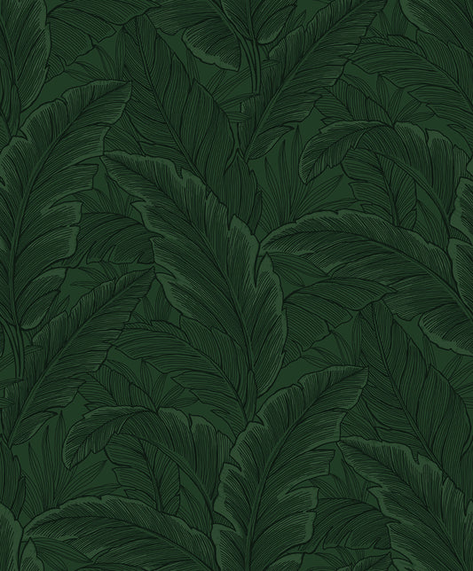 Etten Studios Etten Studios Online Gulf Tropical Leaves Palm Leaves Tropical Green Matte Sidewall - ET13004