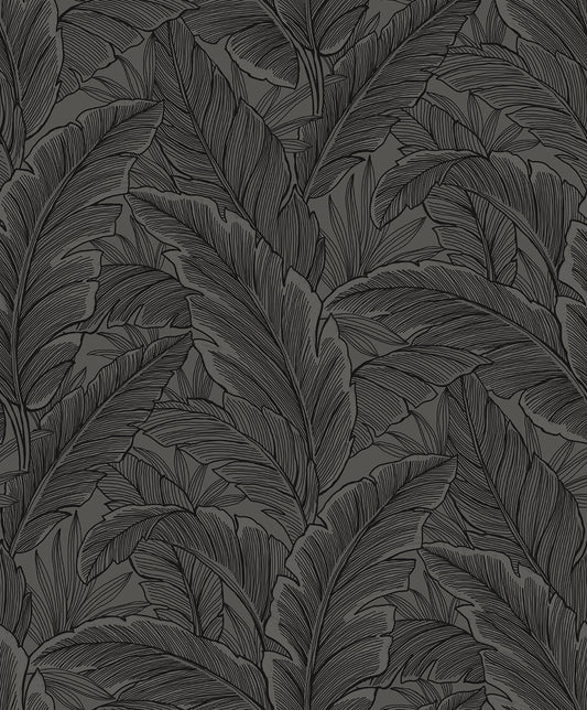 Etten Studios Etten Studios Online Gulf Tropical Leaves Palm Leaves Tropical Grey Matte Sidewall - ET13008